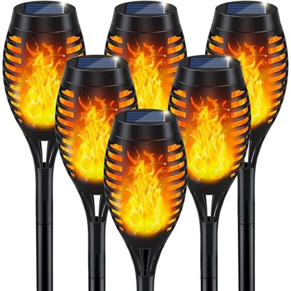 Solar Torch Light with Flickering Flame for Halloween Decor Solar Garden Lights - Picture 1 of 7